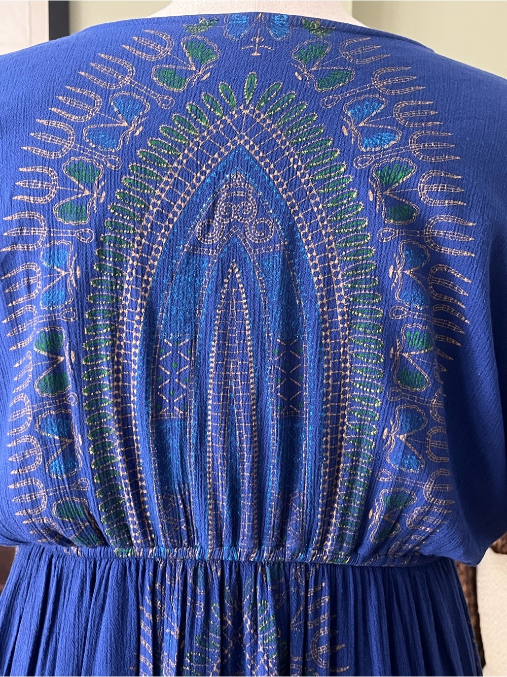 Bright Navy Bohemian Print Rayon Midi Dress — Approx. 2X - Picture 5 of 8